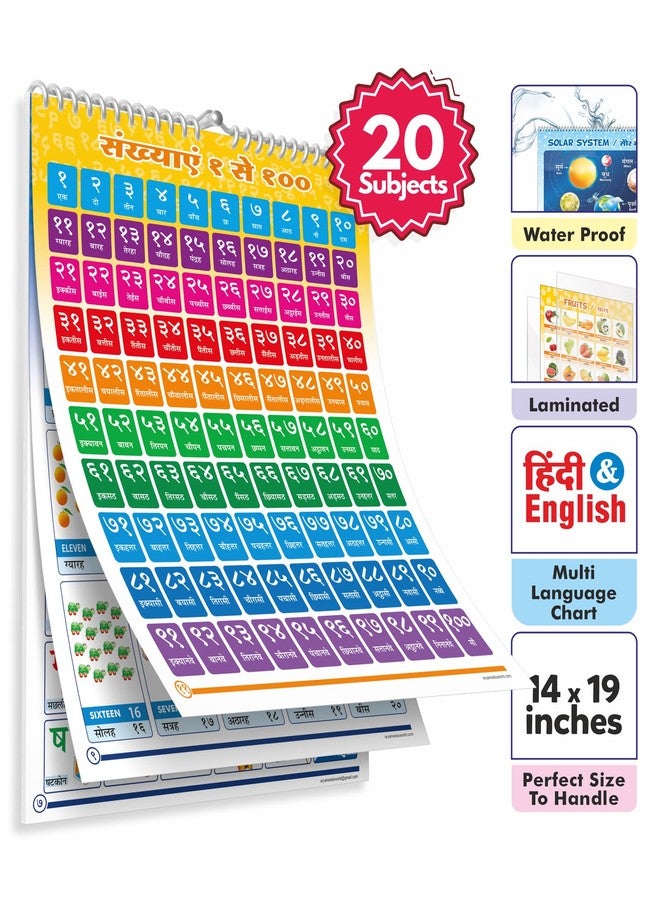 YUIOP - Hindi N English Kids Educational Charts - 20 Subjects - Double-Sided Laminated - Waterproof - Wiro Bound - Ideal for Learning - Interactive Toy - Image 3